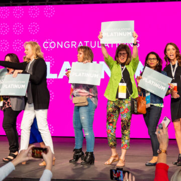 Convention-Photography Coldea Productions captures the celebration of Platinum award recipients on stage at Modere’s event in the Anaheim Convention Center, highlighting the excitement and achievement of attendees