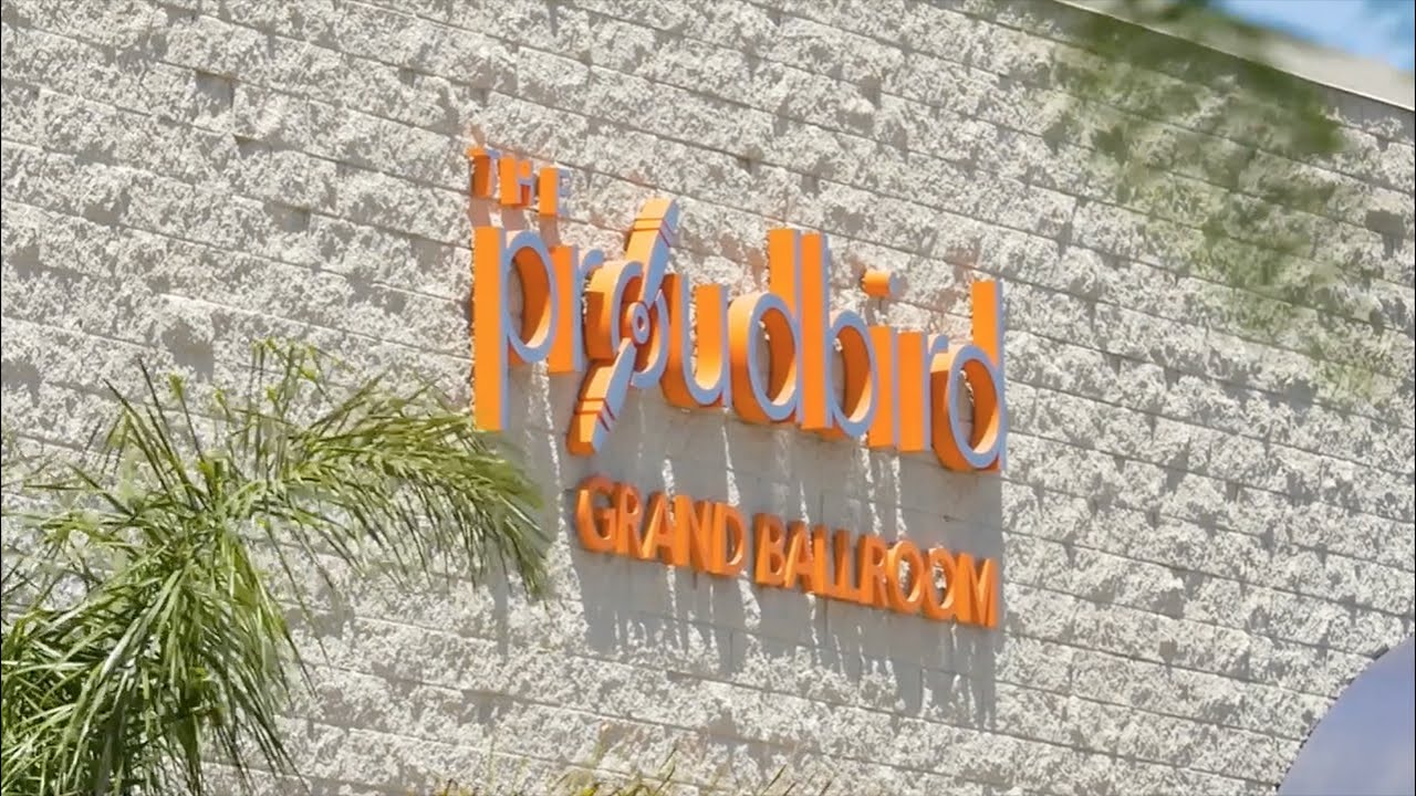 Exterior signage of The Proud Bird Grand Ballroom in Los Angeles.