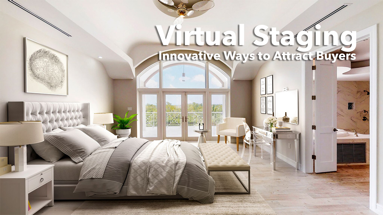 Bright and elegant bedroom with virtual staging showcasing modern furniture and decor to attract potential buyers designed by Coldea Productions