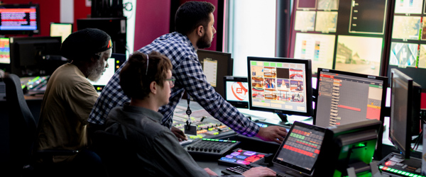 Coldea Productions crew managing live webcasting and streaming in a control room.