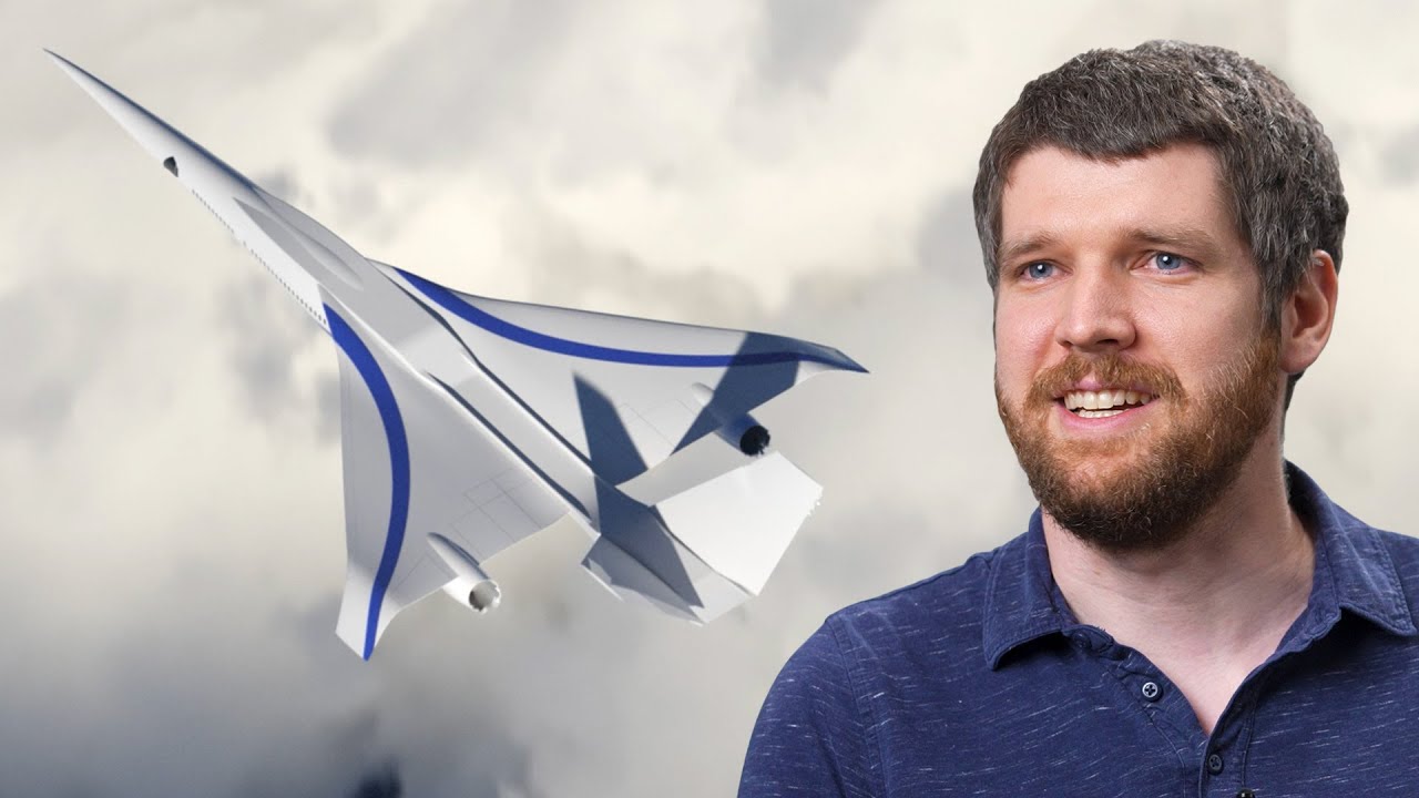 Tim MacDonald, CTO Aerospace Manager at Exosonic Inc., discusses aircraft design and sonic boom technology with a visual of a supersonic jet in the background.