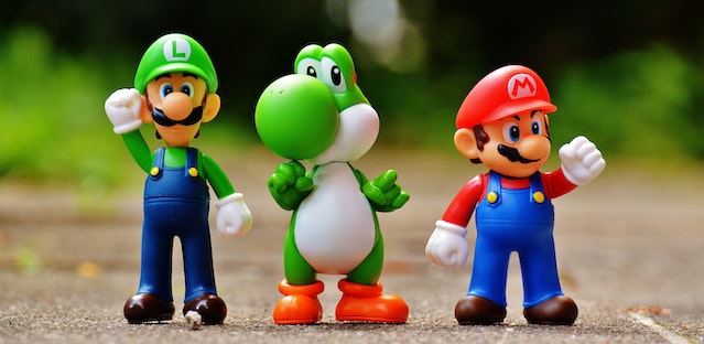 Colorful Super Mario characters.