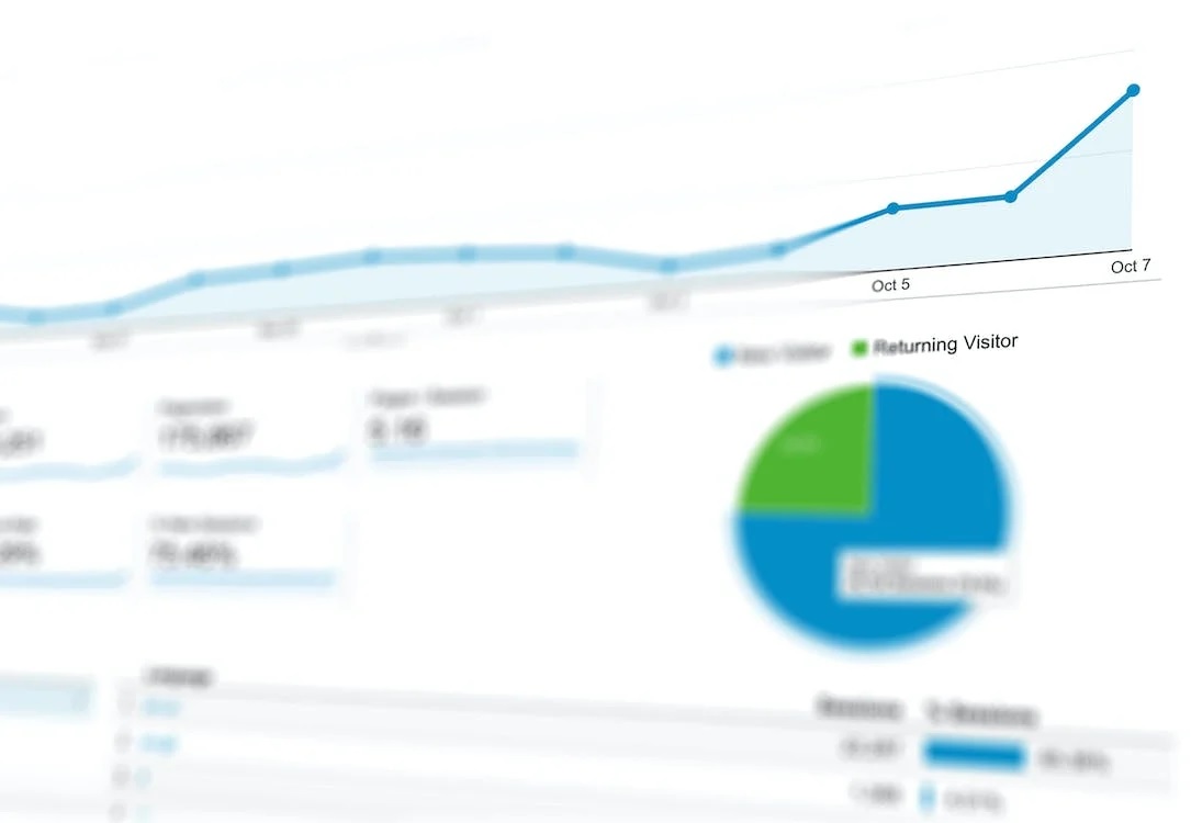 A close-up of analytics on website traffic.