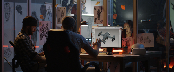 Team of animators working on 3D models, representing Coldea Productions' expertise as a video animation company.