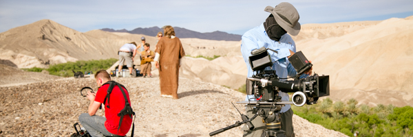 Video production team filming in Scottsdale's desert terrain, showcasing Coldea Productions' on-location expertise.
