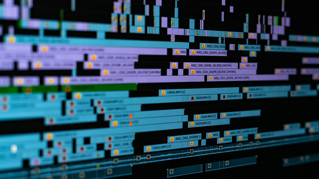 A detailed video editing timeline showcasing the structured process of post-production, highlighting Coldea Productions' expertise in video production workflows.