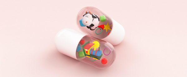 Creative capsules filled with colorful objects, symbolizing Coldea Productions' imaginative and engaging video animation services nationwide.
