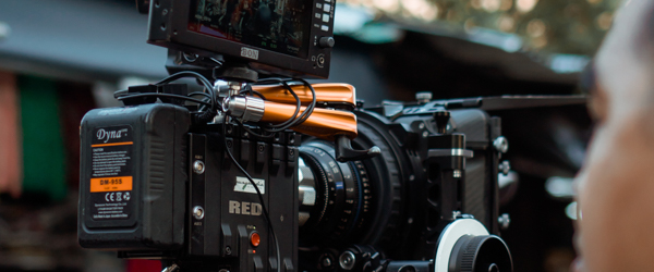 Close-up of a professional RED camera setup for an on-location shoot, ideal for video production services in Phoenix, AZ, by Coldea Productions.
