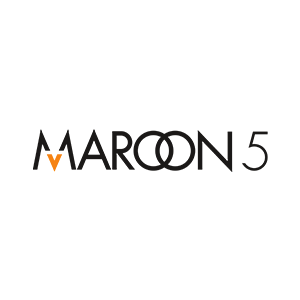 Maroon 5 black logo with orange element